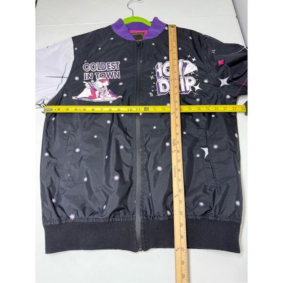 Jewel House Coldest in Town Embellished Black Purple Bomber Jacket Sz M See Note - Picture 9 of 12